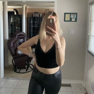 Black Cropped Tank Top “Going Out” Shirt | Size S
